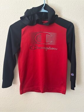 Champion Boys' Red & Black Hooded Long Sleeve Top size 7/8